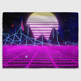 Плед 3D с принтом Synthwave , 100% полиэстер | закругленные углы, все края обработаны. Ткань не мнется и не растягивается | synthwave | горы | горы синтвэйва | неоновые горы | синтвэйв