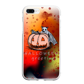 Чехол для iPhone 7Plus/8 Plus матовый с принтом Bat and pumpkin , Силикон | Область печати: задняя сторона чехла, без боковых панелей | Тематика изображения на принте: halloween | hallowen | halowen | helloween | день всех святых | летучая мышь | тыква | халовен | халовин | хеллуин | хеловин