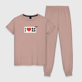 Женская пижама хлопок с принтом I love RS , 100% хлопок | брюки и футболка прямого кроя, без карманов, на брюках мягкая резинка на поясе и по низу штанин | cars | i love rs | pixar | vdzagmar | walt disney | тачки