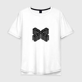 Мужская футболка хлопок Oversize с принтом Cross / Перекрестие , 100% хлопок | свободный крой, круглый ворот, “спинка” длиннее передней части | 3d | 3д | black | cross | геометрия | крест | крестик | объём | прикольная надпись | фигура | чёрный