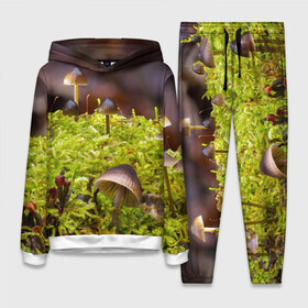 Женский костюм 3D (с толстовкой) с принтом Мох ,  |  | гриб | грибы | дерево | деревья | зелёные | зелёный | зелень | лес | леса | лесной | мох | мхи | пенёк | пеньки | пни | поганка | поганки | природа | природный | флора