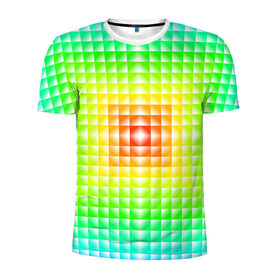 Мужская футболка 3D спортивная с принтом Абстракция , 100% полиэстер с улучшенными характеристиками | приталенный силуэт, круглая горловина, широкие плечи, сужается к линии бедра | абстрактные | абстрактный | абстракция | квадрат | квадраты | плитка | плитки | плиточки | светящиеся | яркие | яркий