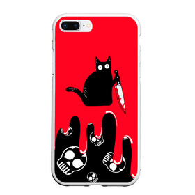 Чехол для iPhone 7Plus/8 Plus матовый с принтом WHAT CAT , Силикон | Область печати: задняя сторона чехла, без боковых панелей | art | black | black cat | cat | dark | dark cat | halloween | what | what cat | what mem | арт | кот | кот арт | кот мем | мем | нож | праздник | прикол | прикольный кот | убица | хэллоуин | чёрный | чёрный кот | что | что мем