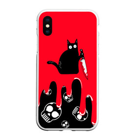Чехол для iPhone XS Max матовый с принтом WHAT CAT , Силикон | Область печати: задняя сторона чехла, без боковых панелей | art | black | black cat | cat | dark | dark cat | halloween | what | what cat | what mem | арт | кот | кот арт | кот мем | мем | нож | праздник | прикол | прикольный кот | убица | хэллоуин | чёрный | чёрный кот | что | что мем