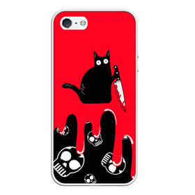 Чехол для iPhone 5/5S матовый с принтом WHAT CAT , Силикон | Область печати: задняя сторона чехла, без боковых панелей | art | black | black cat | cat | dark | dark cat | halloween | what | what cat | what mem | арт | кот | кот арт | кот мем | мем | нож | праздник | прикол | прикольный кот | убица | хэллоуин | чёрный | чёрный кот | что | что мем