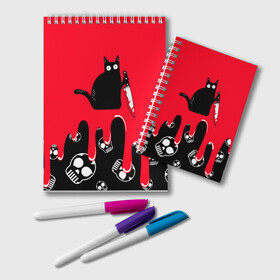 Блокнот с принтом WHAT CAT , 100% бумага | 48 листов, плотность листов — 60 г/м2, плотность картонной обложки — 250 г/м2. Листы скреплены удобной пружинной спиралью. Цвет линий — светло-серый
 | Тематика изображения на принте: art | black | black cat | cat | dark | dark cat | halloween | what | what cat | what mem | арт | кот | кот арт | кот мем | мем | нож | праздник | прикол | прикольный кот | убица | хэллоуин | чёрный | чёрный кот | что | что мем