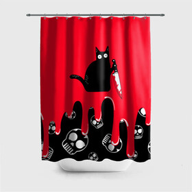Штора 3D для ванной с принтом WHAT CAT , 100% полиэстер | плотность материала — 100 г/м2. Стандартный размер — 146 см х 180 см. По верхнему краю — пластиковые люверсы для креплений. В комплекте 10 пластиковых колец | art | black | black cat | cat | dark | dark cat | halloween | what | what cat | what mem | арт | кот | кот арт | кот мем | мем | нож | праздник | прикол | прикольный кот | убица | хэллоуин | чёрный | чёрный кот | что | что мем