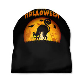 Шапка 3D с принтом Helloween , 100% полиэстер | универсальный размер, печать по всей поверхности изделия | halloween | ведьма | летучая мышь | полнолуние | привидение | призрак | тыква | хеллоуин | хелуин | хэллоин | хэллоуин | хэлоуин | хэлуин | черный кот