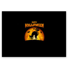 Поздравительная открытка с принтом Helloween , 100% бумага | плотность бумаги 280 г/м2, матовая, на обратной стороне линовка и место для марки
 | halloween | ведьма | летучая мышь | полнолуние | привидение | призрак | тыква | хеллоуин | хелуин | хэллоин | хэллоуин | хэлоуин | хэлуин | черный кот