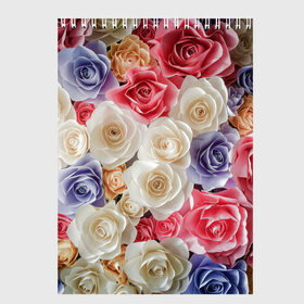 Скетчбук с принтом Розы , 100% бумага
 | 48 листов, плотность листов — 100 г/м2, плотность картонной обложки — 250 г/м2. Листы скреплены сверху удобной пружинной спиралью | бабочка | бабочки | девушкам | милый рисунок | природа | радуга | роза | розы | цветок | цветочек | цветочки | цветы | шипы | шипы и розы
