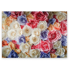 Поздравительная открытка с принтом Розы , 100% бумага | плотность бумаги 280 г/м2, матовая, на обратной стороне линовка и место для марки
 | бабочка | бабочки | девушкам | милый рисунок | природа | радуга | роза | розы | цветок | цветочек | цветочки | цветы | шипы | шипы и розы