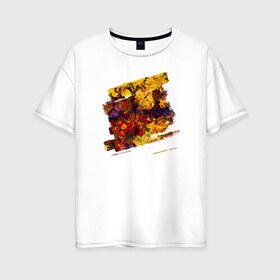 Женская футболка хлопок Oversize с принтом Взрыв цвета , 100% хлопок | свободный крой, круглый ворот, спущенный рукав, длина до линии бедер
 | желтый | красный | синий | фиолетовый | чёрный