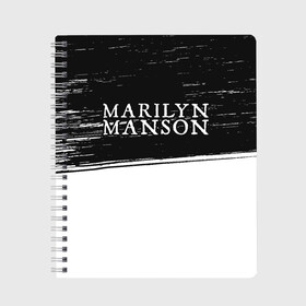 Тетрадь с принтом MARILYN MANSON М МЭНСОН , 100% бумага | 48 листов, плотность листов — 60 г/м2, плотность картонной обложки — 250 г/м2. Листы скреплены сбоку удобной пружинной спиралью. Уголки страниц и обложки скругленные. Цвет линий — светло-серый
 | logo | manson | marilyn | music | rock | группа | лого | логотип | логотипы | менсон | мерилин | мерлин | музыка | мэнсон | мэрилин | рок | символ