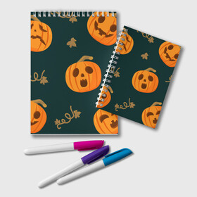 Блокнот с принтом Happy Halloween , 100% бумага | 48 листов, плотность листов — 60 г/м2, плотность картонной обложки — 250 г/м2. Листы скреплены удобной пружинной спиралью. Цвет линий — светло-серый
 | horror | страшный | ужасы | хеллоуин