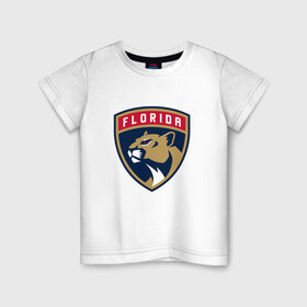 Детская футболка хлопок с принтом Флорида Пантерз , 100% хлопок | круглый вырез горловины, полуприлегающий силуэт, длина до линии бедер | florida | florida panthers | hockey | nhl | panthers | usa | нхл | пантерз | спорт | сша | флорида | флорида пантерз | хоккей | шайба