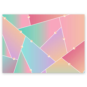 Поздравительная открытка с принтом Нежные цвета геометрии , 100% бумага | плотность бумаги 280 г/м2, матовая, на обратной стороне линовка и место для марки
 | геометрический | геометрия | мозаика | нежные | нежный | пастель.пастельный | цвет | цвета