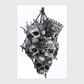 Магнитный плакат 2Х3 с принтом Охотник за королями , Полимерный материал с магнитным слоем | 6 деталей размером 9*9 см | арт | белый | вектор | зубы | карандаш | короли. связка черепов | король | корона | короны | рисунок | рисунок карандашом | череп | черепа | чёрный