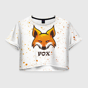 Женская футболка Crop-top 3D с принтом FOX , 100% полиэстер | круглая горловина, длина футболки до линии талии, рукава с отворотами | animals | fox | foxes | foxy | ginger | животные | лис | лиса | лисенок | лисий | лисица | лисицы | лисичка | лисички | лисы | лисята | оранжевый