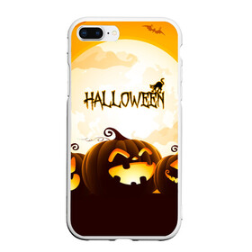 Чехол для iPhone 7Plus/8 Plus матовый с принтом HALLOWEEN , Силикон | Область печати: задняя сторона чехла, без боковых панелей | bones | ghost | halloween | pumpkin | skull | кости | летучие мыши | приведение | призрак | скелет | тыква | хеллоуин | хоррор | хэллоуин