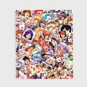 Тетрадь с принтом Color ahegao , 100% бумага | 48 листов, плотность листов — 60 г/м2, плотность картонной обложки — 250 г/м2. Листы скреплены сбоку удобной пружинной спиралью. Уголки страниц и обложки скругленные. Цвет линий — светло-серый
 | ahegao | anime | manga | аниме | ахегао | коллаж | манга | паттерн | цвет