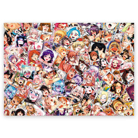 Поздравительная открытка с принтом Color ahegao , 100% бумага | плотность бумаги 280 г/м2, матовая, на обратной стороне линовка и место для марки
 | ahegao | anime | manga | аниме | ахегао | коллаж | манга | паттерн | цвет