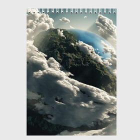 Скетчбук с принтом Облака , 100% бумага
 | 48 листов, плотность листов — 100 г/м2, плотность картонной обложки — 250 г/м2. Листы скреплены сверху удобной пружинной спиралью | земля | облака | океан | планета