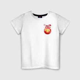 Детская футболка хлопок с принтом новогодний шар , 100% хлопок | круглый вырез горловины, полуприлегающий силуэт, длина до линии бедер | Тематика изображения на принте: 2021 | бык | год быка | год коровы | новый год | символ года