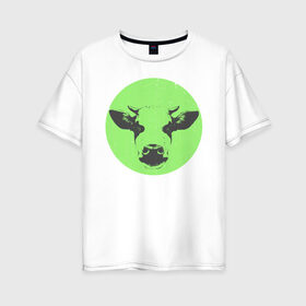 Женская футболка хлопок Oversize с принтом корова , 100% хлопок | свободный крой, круглый ворот, спущенный рукав, длина до линии бедер
 | 2021 | бык | год быка | год коровы | новый год | символ года