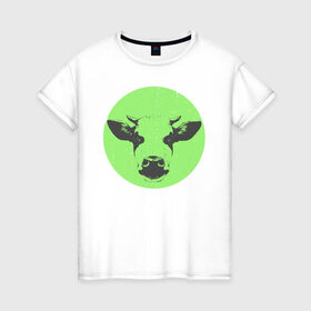 Женская футболка хлопок с принтом корова , 100% хлопок | прямой крой, круглый вырез горловины, длина до линии бедер, слегка спущенное плечо | 2021 | бык | год быка | год коровы | новый год | символ года