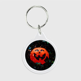 Брелок круглый с принтом Pumpkin , пластик и полированная сталь | круглая форма, металлическое крепление в виде кольца | halloween | pumpkin head devil | тыква джек | хэллоуин