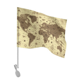 Флаг для автомобиля с принтом Карта мира , 100% полиэстер | Размер: 30*21 см | география | карта | карта мира | корабли | моряки