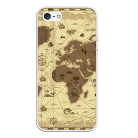 Чехол для iPhone 5/5S матовый с принтом Карта мира , Силикон | Область печати: задняя сторона чехла, без боковых панелей | география | карта | карта мира | корабли | моряки