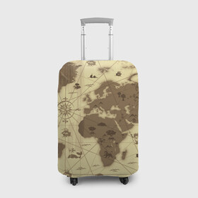 Чехол для чемодана 3D с принтом Карта мира , 86% полиэфир, 14% спандекс | двустороннее нанесение принта, прорези для ручек и колес | география | карта | карта мира | корабли | моряки