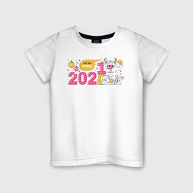 Детская футболка хлопок с принтом 2021 год быка , 100% хлопок | круглый вырез горловины, полуприлегающий силуэт, длина до линии бедер | 2021 | бык | год быка | год коровы | новый год | символ года
