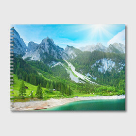 Альбом для рисования с принтом Альпийские горы , 100% бумага
 | матовая бумага, плотность 200 мг. | Тематика изображения на принте: альпийские горы | альпы | гора | горы | озеро