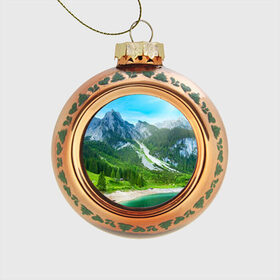 Стеклянный ёлочный шар с принтом Альпийские горы , Стекло | Диаметр: 80 мм | Тематика изображения на принте: альпийские горы | альпы | гора | горы | озеро