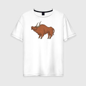 Женская футболка хлопок Oversize с принтом Бык , 100% хлопок | свободный крой, круглый ворот, спущенный рукав, длина до линии бедер
 | 2021 | бык | год быка | год коровы | новый год | символ года