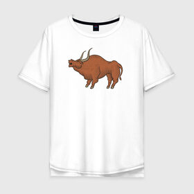 Мужская футболка хлопок Oversize с принтом Бык , 100% хлопок | свободный крой, круглый ворот, “спинка” длиннее передней части | 2021 | бык | год быка | год коровы | новый год | символ года