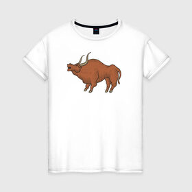 Женская футболка хлопок с принтом Бык , 100% хлопок | прямой крой, круглый вырез горловины, длина до линии бедер, слегка спущенное плечо | 2021 | бык | год быка | год коровы | новый год | символ года