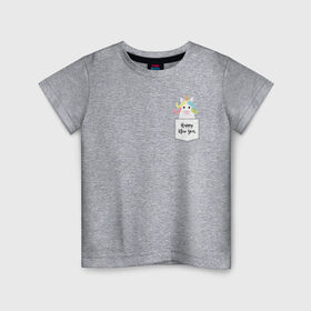 Детская футболка хлопок с принтом Единорог в кармане , 100% хлопок | круглый вырез горловины, полуприлегающий силуэт, длина до линии бедер | Тематика изображения на принте: 2021 | бык | год быка | год коровы | новый год | символ года