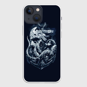 Чехол для iPhone 13 mini с принтом Кракен ,  |  | брутальная | веселый роджер | вода | корсар | кость | кракен | мертвец | море | мрачная | океан | осьминог | пират | темная | ужас | утопленник | череп | щупальца | якорь