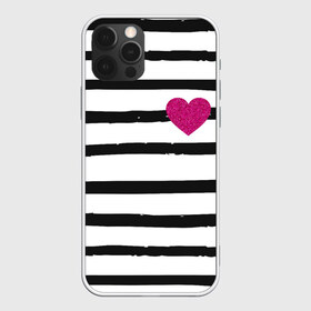 Чехол для iPhone 12 Pro Max с принтом Сердце с полосками , Силикон |  | любовь | милый | модный | полоски | розовый | семья | сердце | чёрный