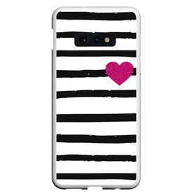 Чехол для Samsung S10E с принтом Сердце с полосками , Силикон | Область печати: задняя сторона чехла, без боковых панелей | Тематика изображения на принте: любовь | милый | модный | полоски | розовый | семья | сердце | чёрный