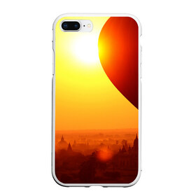 Чехол для iPhone 7Plus/8 Plus матовый с принтом Город в пустыне , Силикон | Область печати: задняя сторона чехла, без боковых панелей | Тематика изображения на принте: закат | оранжевый | пустыня | солнце