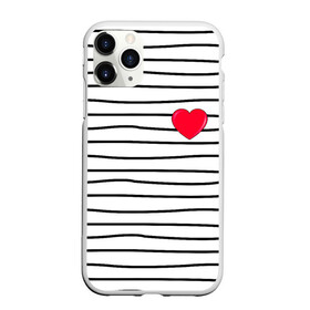 Чехол для iPhone 11 Pro Max матовый с принтом Полоски с сердцем , Силикон |  | любовь | милый | модный | полоски | розовый | семья | сердце | чёрный
