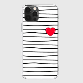 Чехол для iPhone 12 Pro Max с принтом Полоски с сердцем , Силикон |  | любовь | милый | модный | полоски | розовый | семья | сердце | чёрный