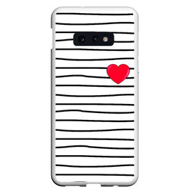 Чехол для Samsung S10E с принтом Полоски с сердцем , Силикон | Область печати: задняя сторона чехла, без боковых панелей | Тематика изображения на принте: любовь | милый | модный | полоски | розовый | семья | сердце | чёрный