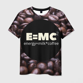 Мужская футболка 3D с принтом Энергия , 100% полиэфир | прямой крой, круглый вырез горловины, длина до линии бедер | еда | кофе | молоко | напитки | утро | энергия