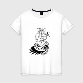 Женская футболка хлопок с принтом Сердце в капкане , 100% хлопок | прямой крой, круглый вырез горловины, длина до линии бедер, слегка спущенное плечо | girl | love | девушка | капкан | любовь | сердце | цепи