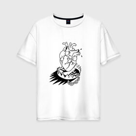 Женская футболка хлопок Oversize с принтом Сердце в капкане , 100% хлопок | свободный крой, круглый ворот, спущенный рукав, длина до линии бедер
 | girl | love | девушка | капкан | любовь | сердце | цепи